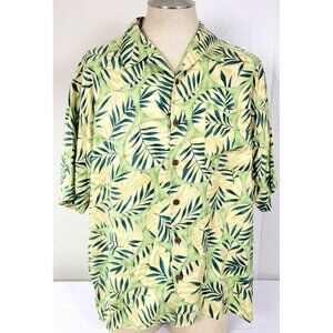Tommy Bahama 100% Silk Short Sleeve Button Up Shirt Sz XL Yellow Green Mens